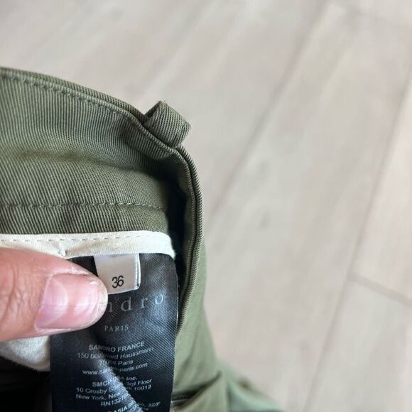 Sandro Glenwood Embroidered Wide-leg Pants in Olive Green Size 36 - Picture 14 of 15